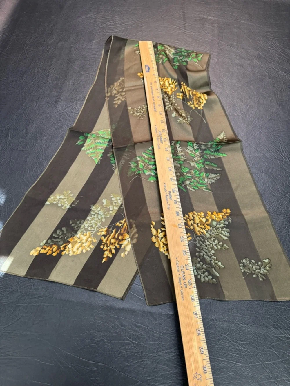 Olive Botanical Long Silk Scarf Cottagecore Earthy Aesthetic Floral - Picture 2 of 6